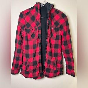 Eddie Bauer Flannel Hoodie Shirt Jacket